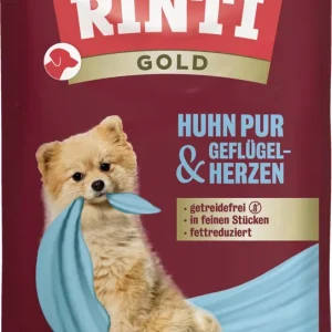 Bestseller Sparpaket 20 x 100 g Rinti Gold Huhn Pur & Geflügelherzen Hunde Nassfutter